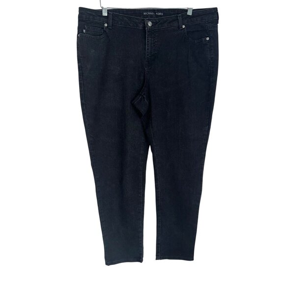 Michael Kors Women’s Black Denim Mid Rise Straight Leg Stretch Jeans 18W - Picture 1 of 8